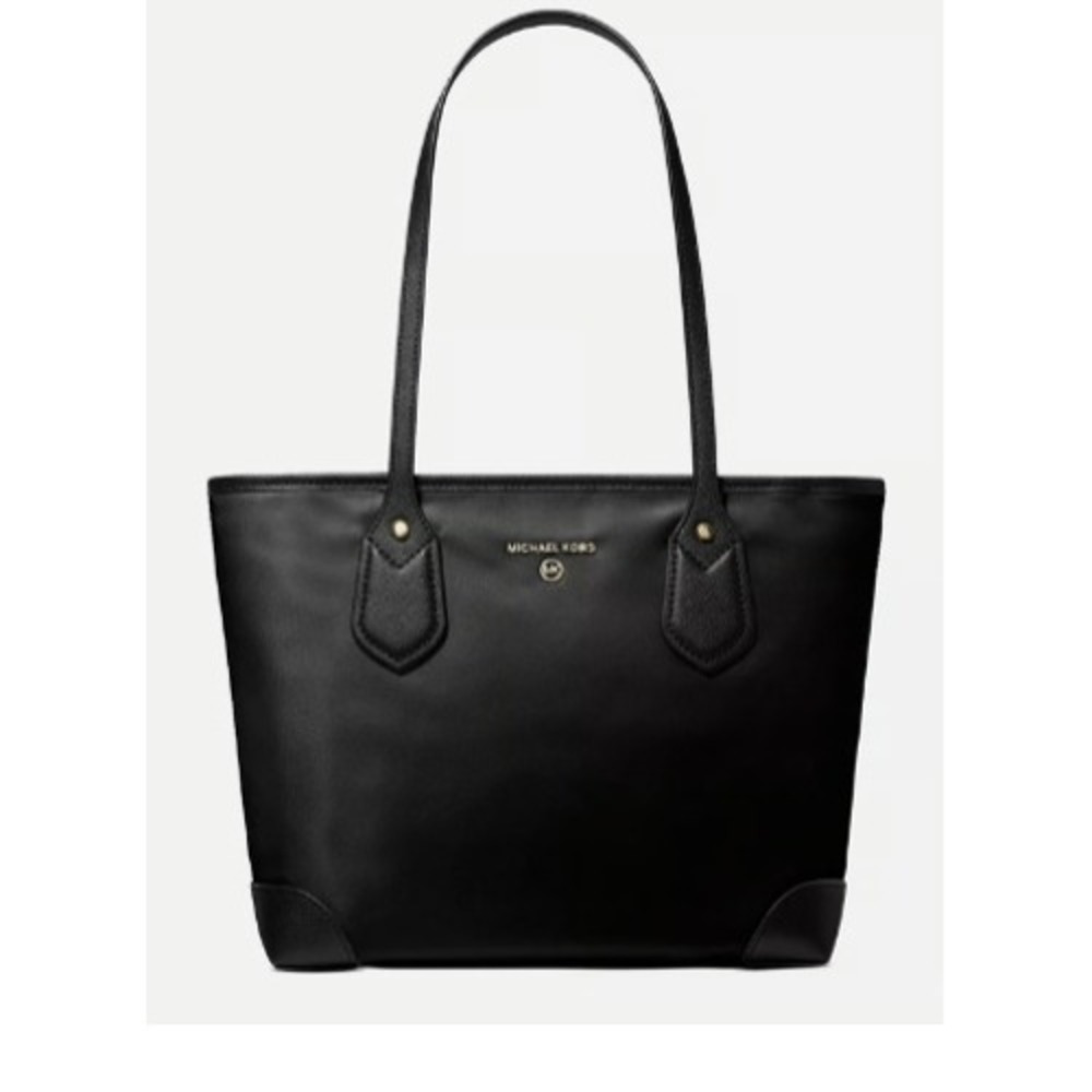 Michael Kors Eva Black Nylon Small Top Zip Tote Handbag‎